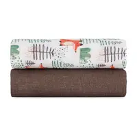 Set 2 scutece PetiteMars Forest Fox Misty, din muselina de bambus, hipoalergenice, 120x120 cm
