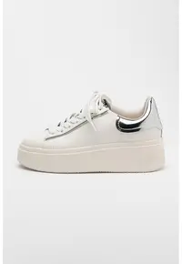 Pantofi psort flatform de piele Moby - Alb/Argintiu
