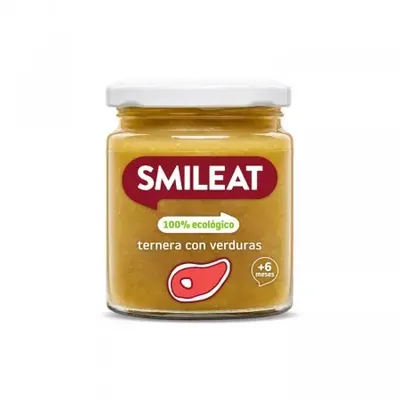 Piure Bio de legume cu vitel si ulei de masline +6 luni, 230 g – Smileat