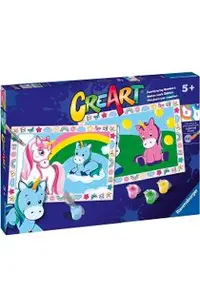 Pictura pe numere. 2 sabloane unicorni veseli