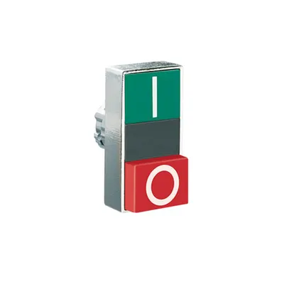 Buton dublu, diametru, Ø22MM 8LM METAL SERIES, 1 EXTENDED AND 1 FLUSH PUSH BUTTONS. BOTH diametru, GREEN -Rosu/ I - 0