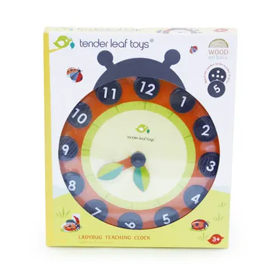 Ceas educativ Buburuza din lemn premium - Ladybug Teaching Clock