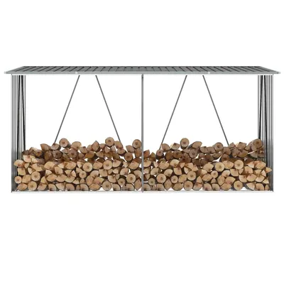 Gossi Șopron depozitare lemne, otel galvanizat, 330x84x152 cm, gri