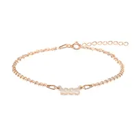 Time - Bratara personalizata cu an pentru picior din argint 925 placat cu aur roz