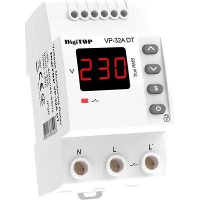 Releu protectie tensiune monofazat, 32 A, 1 secventa, 2P, 230V DigiTop VP-32A DT 4820118381923
