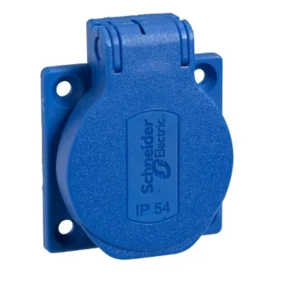 Soclu Priza Schuko Albastru-2P+E- 10/16A-250V-Ip54-Incastrata-Lateral
