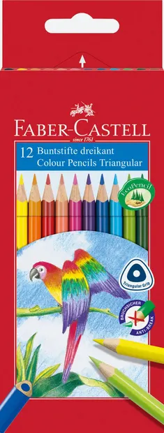 Creioane Faber-Castell - Triangular, 12 culori