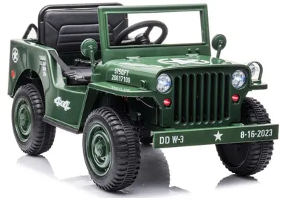 Masinuta electrica pentru copii Military Jeep JH-103 Green, cu 4 motoare de 45W, baterie 12V7Ah, faruri LED, roti EVA, telecomanda 2.4G, design autentic, panou multimedia USB, Bluetooth, dimensiune 110 x 60 x 58 cm