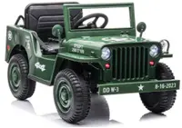 Masinuta electrica pentru copii Military Jeep JH-103 Green, cu 4 motoare de 45W, baterie 12V7Ah, faruri LED, roti EVA, telecomanda 2.4G, design autentic, panou multimedia USB, Bluetooth, dimensiune 110 x 60 x 58 cm