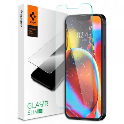 Folie de protectie Ecran Spigen GlastR Slim pentru Apple iPhone 17e / 16e / 14 / 13 Pro, Sticla Securizata, Full Glue AGL03391