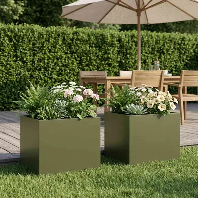 vidaXL Vază pentru Grădină 2 buc. Verde măsliniu 40 x 30 x 30 cm