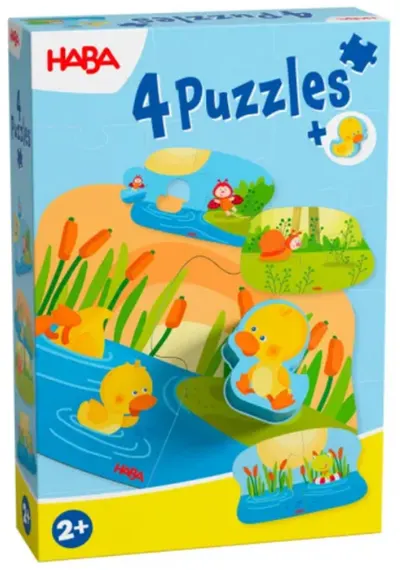 Set de puzzle-uri Haba - Puii de animale, 4 buc