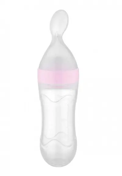 Lingurita cu rezervor pentru bebelusi BabyJem 90 ml Roz
