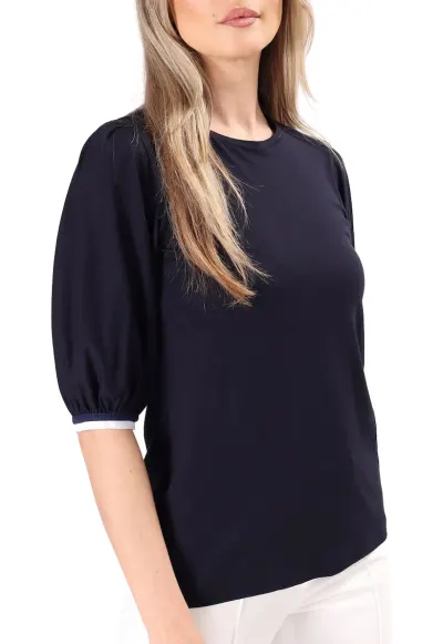 Bluza eleganta din jerse elastic cu maneci 3/4 TAK-5QB - Bleumarin