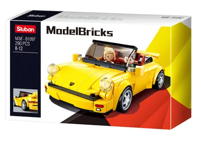 Constructor Sluban Model Bricks - Mașină sport galbenă, 290 piese