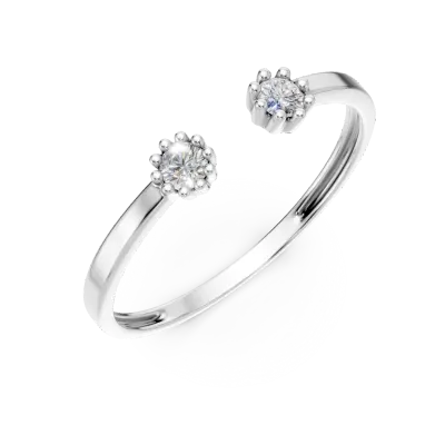 Inel deschis din aur alb cu diamante de 0.1ct
