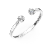 Inel deschis din aur alb cu diamante de 0.1ct