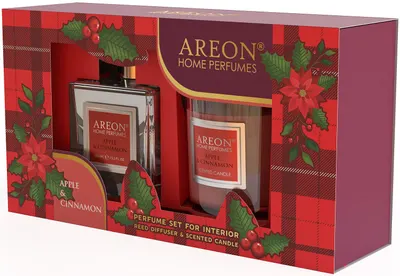 Set lumanari parfumate Areon Classic - Cu bețișoare de tămâie, Apple &amp; Cinnamon