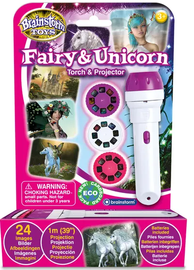 Jucarie educativa Brainstorm - Lanterna cu proiector, Zane si unicorni
