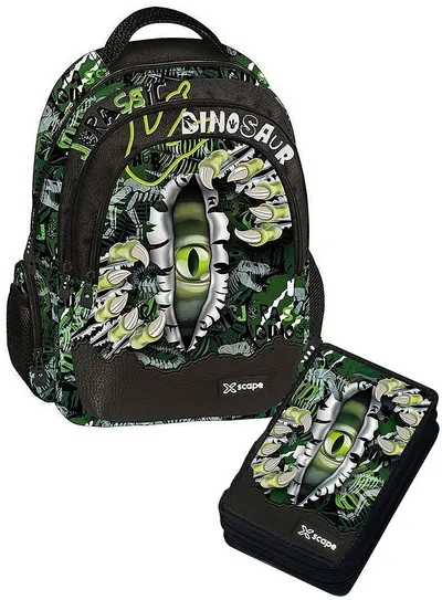 Set școlar rucsac și penar cu accesorii Graffiti Xscape - Dino