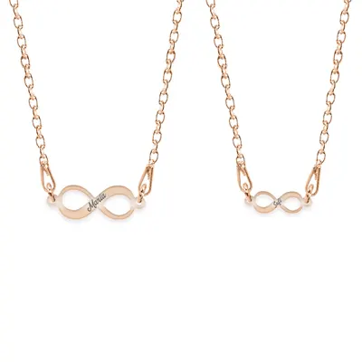 Ines - Set coliere personalizate infinit cu nume din argint 925 placat cu aur roz