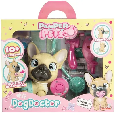 Set joc Simba toys Pamper Petz - Câine cu scutec și rechizite medicale, 17 cm