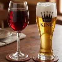 Set Regal de 2 Pahare pentru Cuplu - King Queen (Halba Bere Pahar Vin)