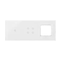 Panou Touch 3 module, modul 1:1 comanda touch, modul 2:4 comenzi touch, modul 3: spatiu pentru modul alb Simon 54, sticla alba perlata
