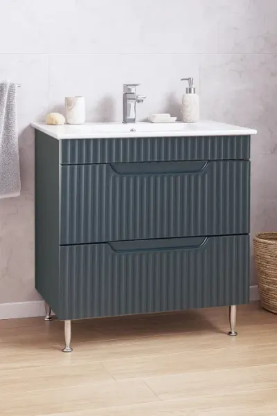 Set Baza front MDF si Lavoar seria 033, cu sertare, 80 cm, antracit