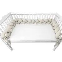 Protectie laterala MimiNu pentru patut tip bumper impletit din bumbac 240x17 cm Soft Beige