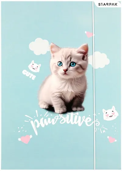 Dosar cu bandă elastică Starpak Kitty - Plush, A4, sortiment