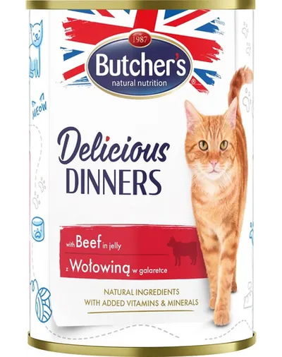 BUTCHER'S Delicious Dinners hrana umeda pisici, vita in jeleu 400g