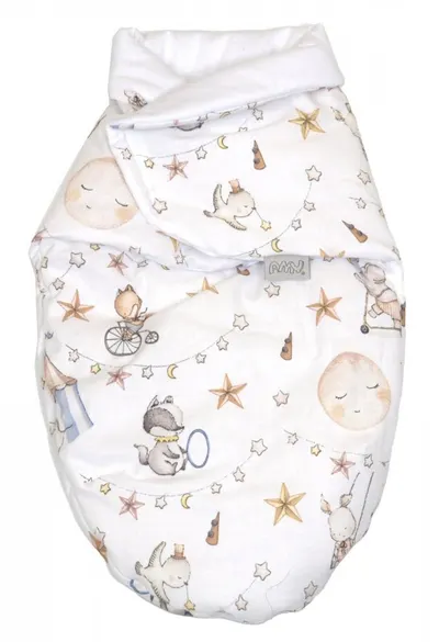 Sistem de infasare Baby swaddle din bumbac cu umplutura antialergica BabySoft Circ blue