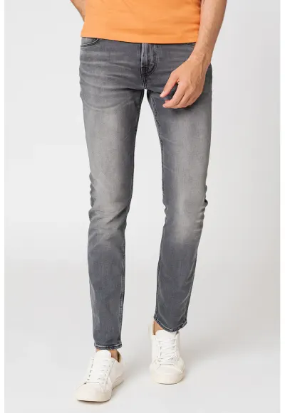 Blugi super skinny cu aspect decolorat Chris - Gri inchis
