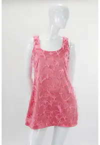 Rochie scurta de seară cu pene CLEO - Roz somon