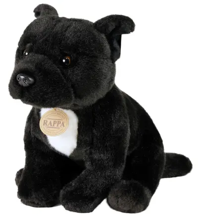 Jucărie de plus Rappa Eco Friends -Starfordshire Bull Terrier, 30 cm, negru