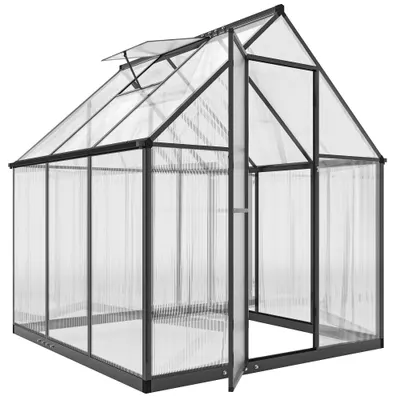 Outsunny Seră de grădină din aluminiu și policarbonat, seră cu fereastră reglabilă și ușă batantă, rezistentă la intemperii, transparent | Aosom Romania