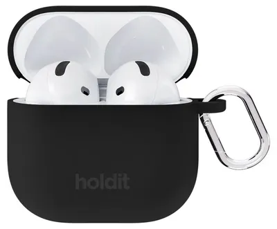 Carcasă pentru căști Holdit - Silicone Case Solid, AirPods 4, Black