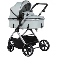 Carucior 2 in 1 pentru copii Chipolino Pearl Matcha, transformabil, sezut reversibil, bara detasabila, roti cu suspensii, geanta, greutate admisa 22 kg