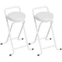 HOMCOM Taburete de Bar Pliabile Set de 2, Fără Montaj, Scaune de Bar, Șezut Căptușit 63 cm, Cadru din Oțel, Alb | Aosom Romania