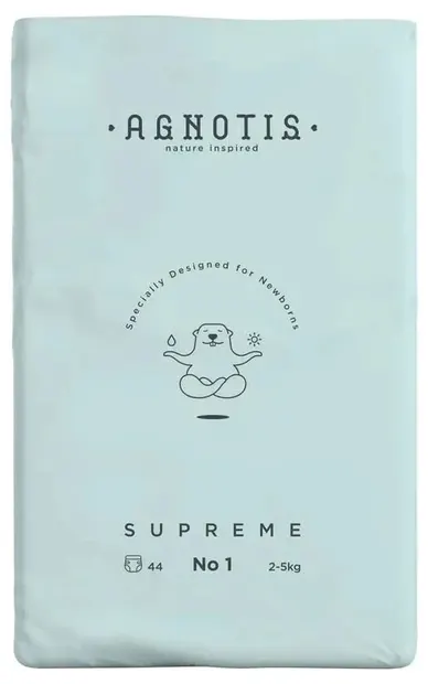 Scutece pentru bebeluși Agnotis - Supreme, Nr 1, 2-5 kg, 44 bucăți