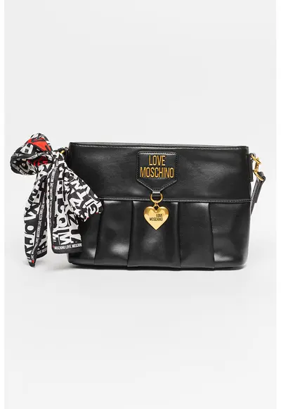 Geanta crossbody de piele ecologica cu esarfa - Negru