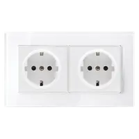 German Type Double Socket 16a Glass Frame White