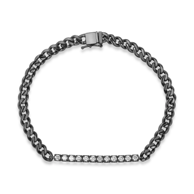 Bratara din aur negru cu diamante de 0.7ct pentru barbati