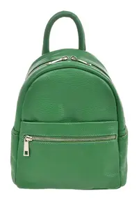 Rucsac de piele cu buzunar cu fermoar - Verde