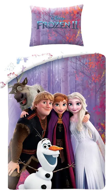 Set de lenjerie de pat pentru copii Halantex - Frozen, Anna, Elsa, Olaf, Kristoff and Sven