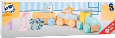 Trenuleț din lemn în culori pastelate Small Foot, 9 piese