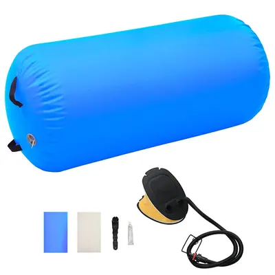 vidaXL Rulou de gimnastică gonflabil cu pompă, albastru, 120x75 cm PVC