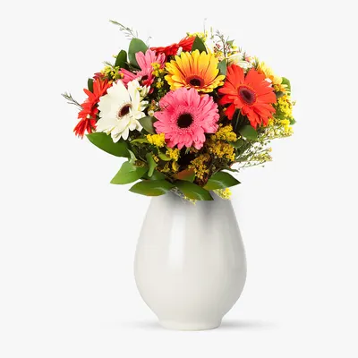 Buchet Gerbera multicolor si solidago