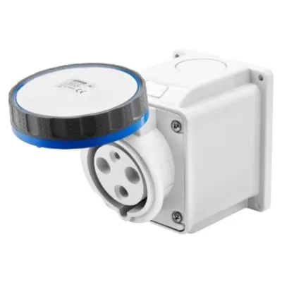 Priza industriala aparenta 10° - IP67 - 3P+E 63A 200-250V 50/60HZ - BLUE - 9H - Strangere cu surub